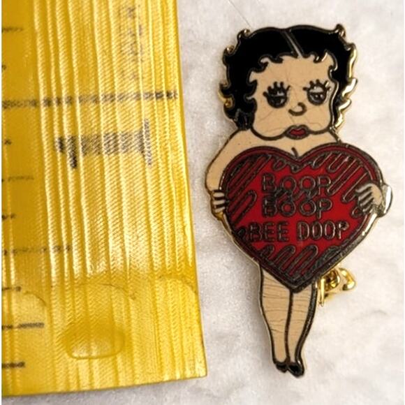 Vtg Retro Betty Boop Boop Bee Doop Heart Small 1" Enamel Lapel Pin Brooch - Picture 3 of 4